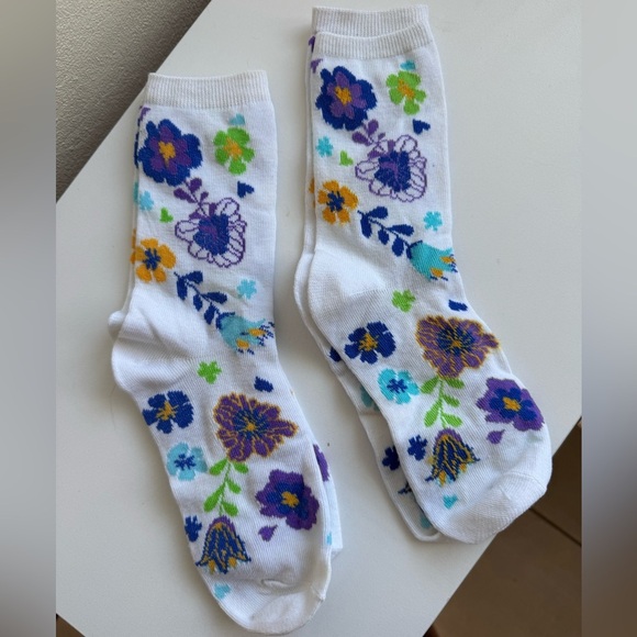 Bundle of 2 Y2K Floral Socks – Purple & Multicolor Flower Prints - Picture 1 of 6